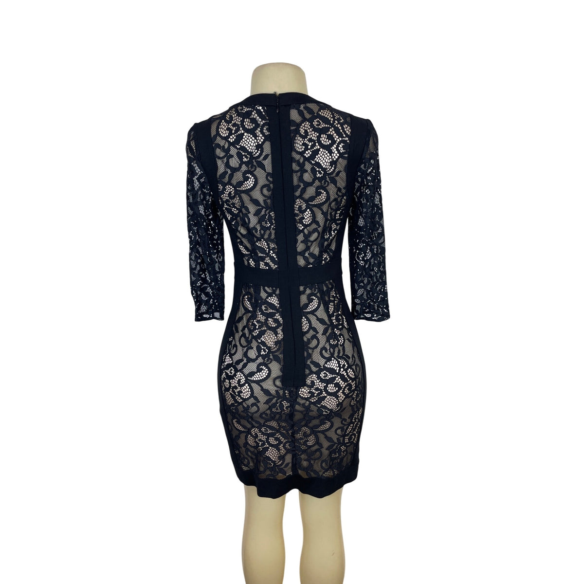 Laundry By Shelli Segal Womens Black Lace Bodycon Dress With Coss Detail Sz 0