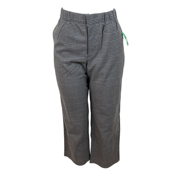 Gap Gray Women's Plaid High-Wasted Elasticated Wide-Leg Trousers Size MP- New