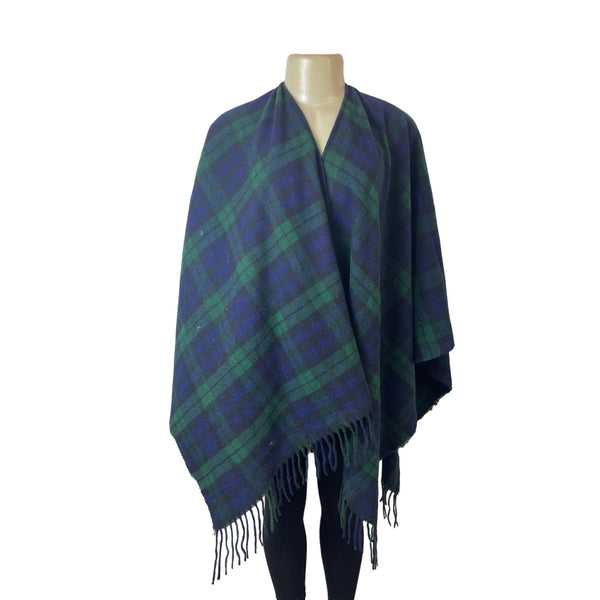 Unisex One Size D&Y Green and Blue plaid  Shawls New