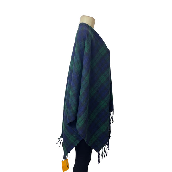 Unisex One Size D&Y Green and Blue plaid  Shawls New