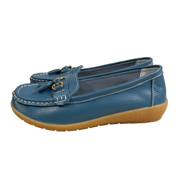 Unbranded Blue Faux Leather Comfortable Tassel Loafers Slip-On Shoes Sz 40 - New