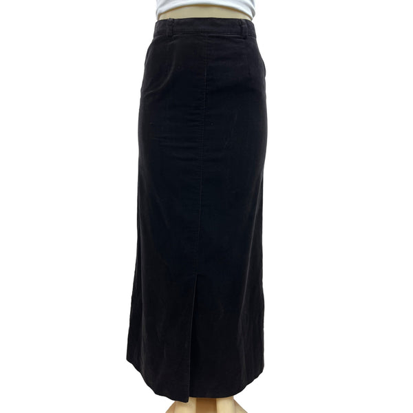 Black Midi Skirt With Side Zip Closure & Back Slit Size S