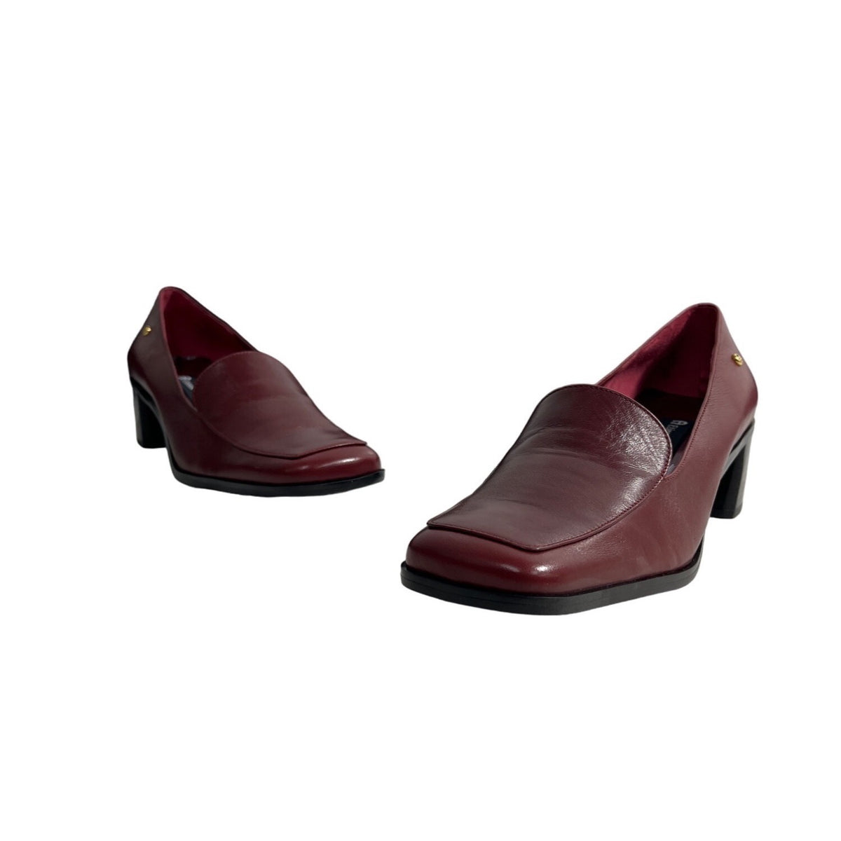 90’s Etienne Aigner Women's Oxblood Red Leather Block Heeled Loafers Sz 8.5M