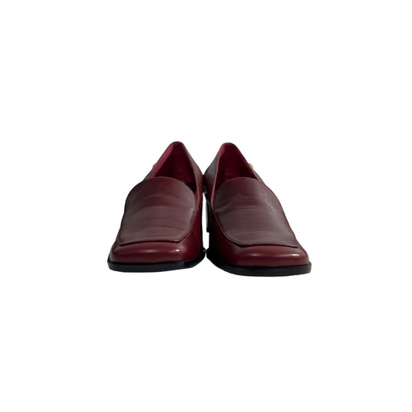 90’s Etienne Aigner Women's Oxblood Red Leather Block Heeled Loafers Sz 8.5M