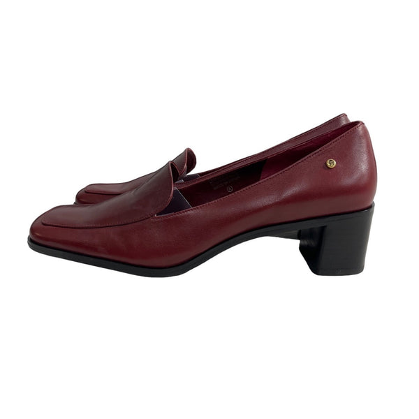 90’s Etienne Aigner Women's Oxblood Red Leather Block Heeled Loafers Sz 8.5M