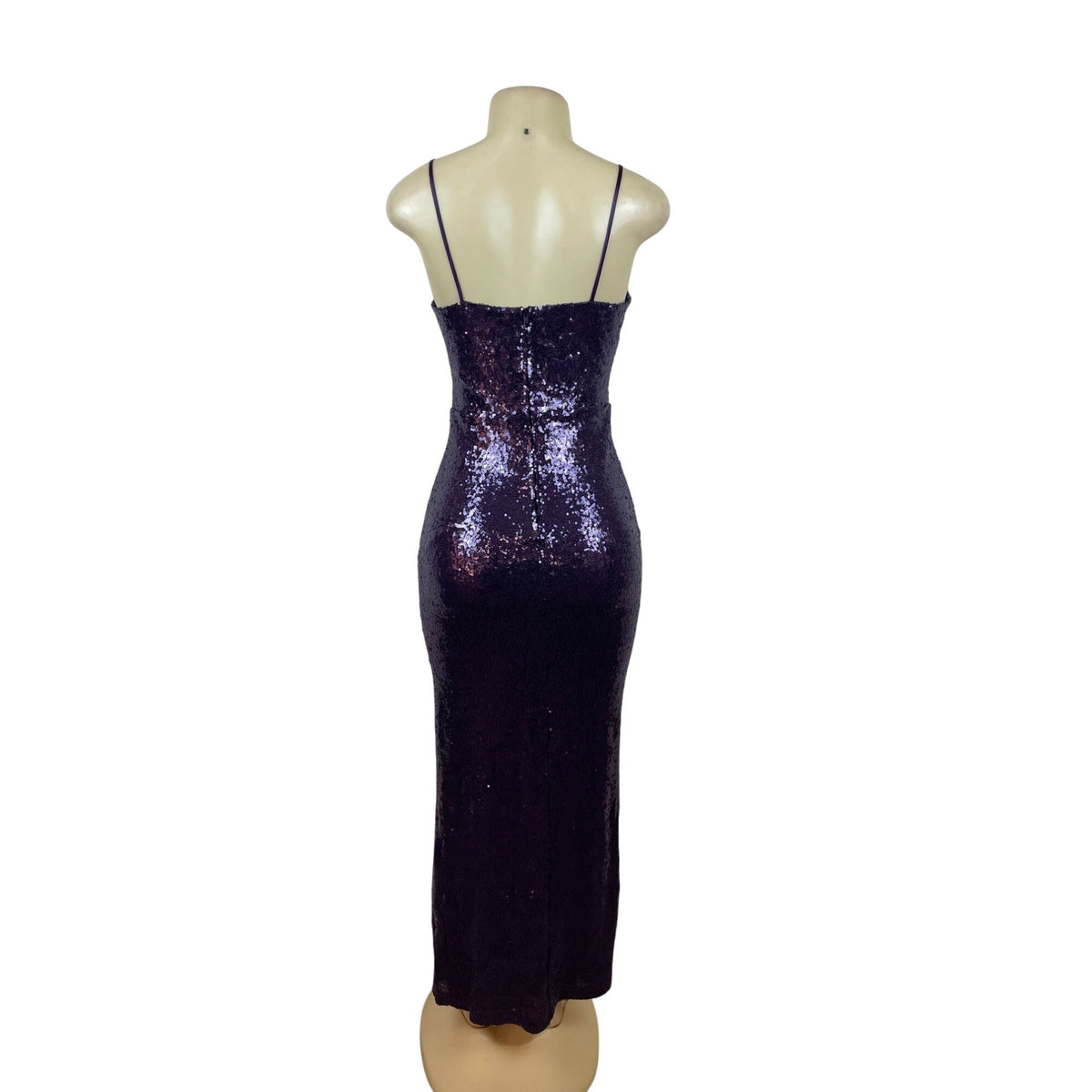 B.Smart Purple Sequin Spaghetti Strap Midi Dress With V-Neck & Side Slit Sz 9/10