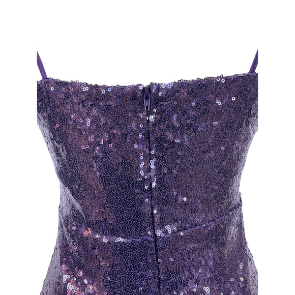 B.Smart Purple Sequin Spaghetti Strap Midi Dress With V-Neck & Side Slit Sz 9/10