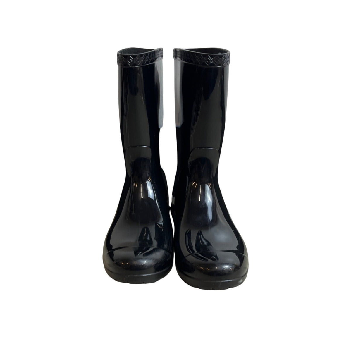 UGG Women's Shiny Black Rubber Signature Logo Sienna Rain Boots Sz 7