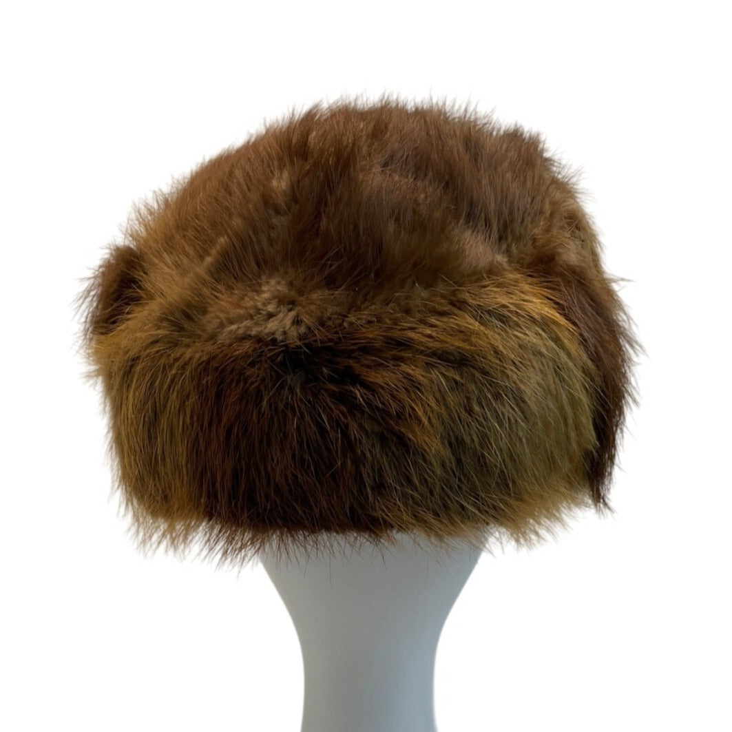 Vintage Bachrach's Women's Brown Fur Pillbox Hat