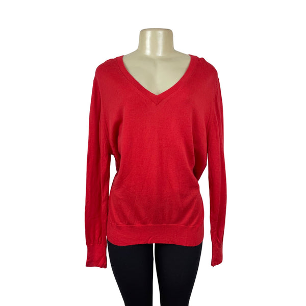 Banana Republic Red V-Neck Sweater Womens Casual Lightweight Size XXL