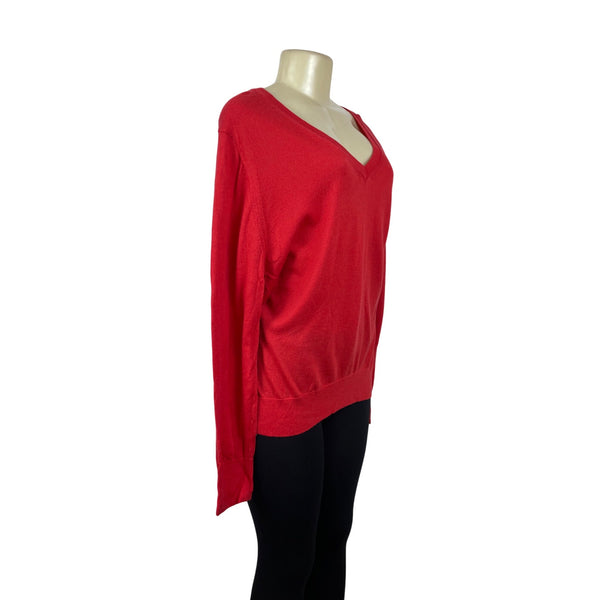 Banana Republic Red V-Neck Sweater Womens Casual Lightweight Size XXL