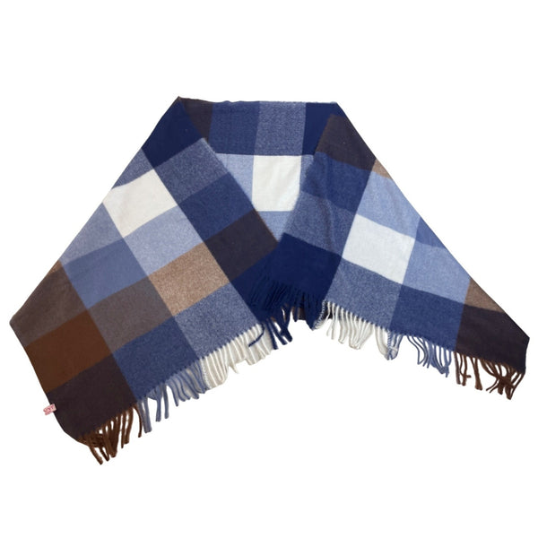 Unisex One Size Famuyi Cashmere Blue Brown White Plaid Shawls New