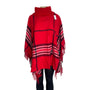 Talbots Women's Red Plaid Poncho With Fringe Hem & Turtleneck Sweater Sz M/L-NEW