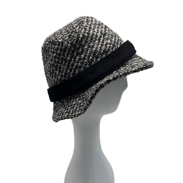 Badgley Mischka Womens Wool Blend Tweed Hat With Black Band - One Size