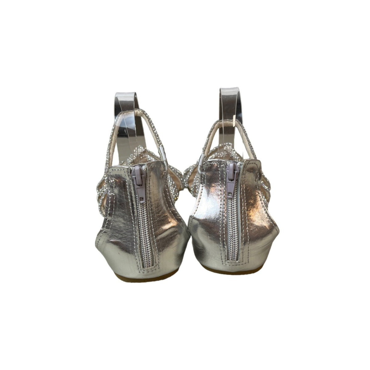 DB Studio Women's Silver Rhinestone Ankle Straped Sandals Sz 9.5/10