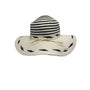 Womens Wide Brim Straw Sun Hat With Black & White Stripes - One Size