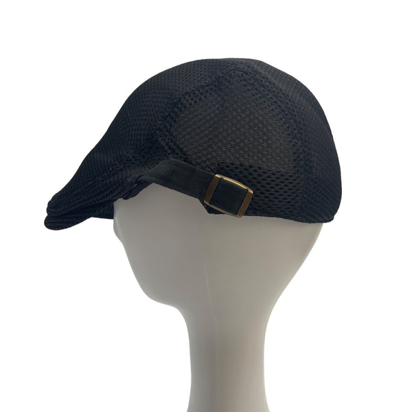 Black Adjustable Mesh Newsboy Cap