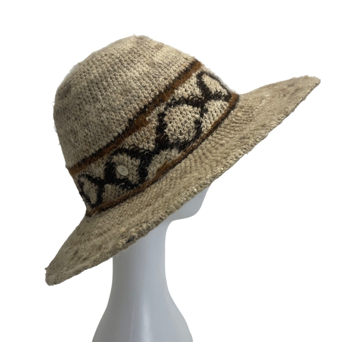 Women's Wide Brim Beige Woven Panama Hat Sz L