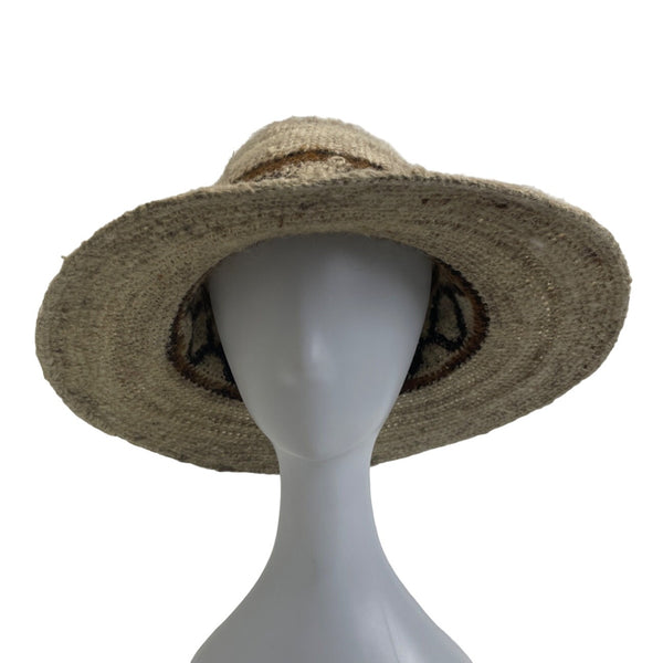 Women's Wide Brim Beige Woven Panama Hat Sz L