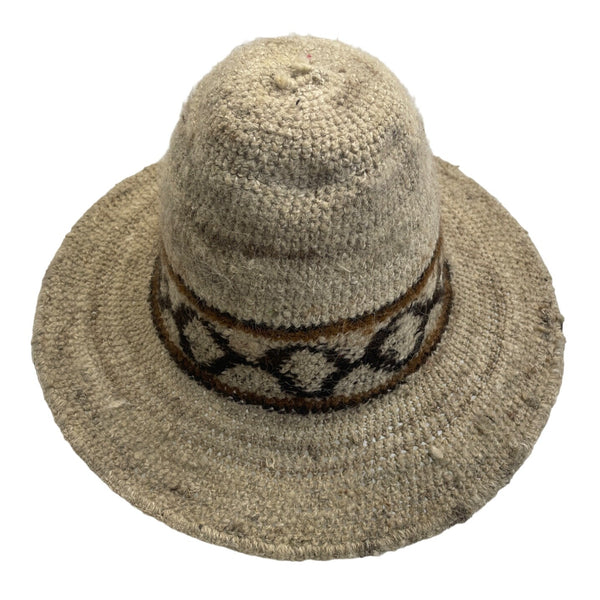 Women's Wide Brim Beige Woven Panama Hat Sz L