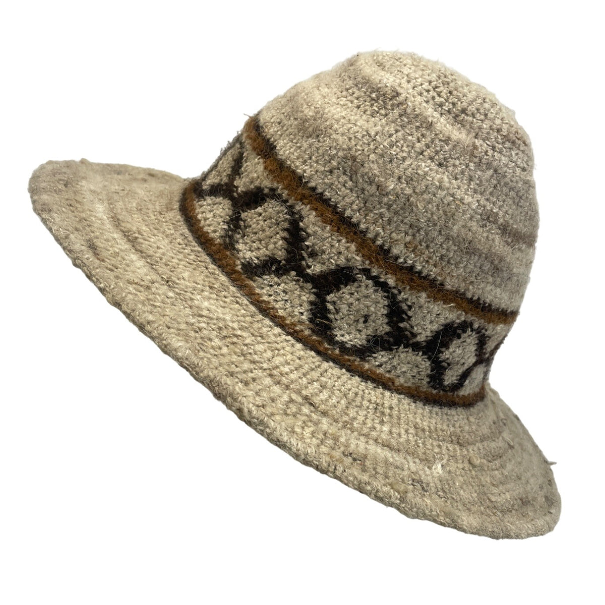 Women's Wide Brim Beige Woven Panama Hat Sz L