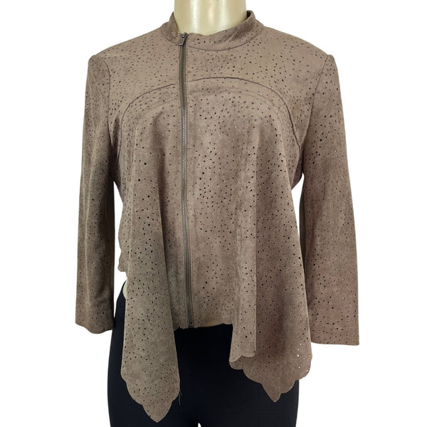 BCBGMAXAZRIA Womens Brown Crop Jacket With Zipper Closure Size S