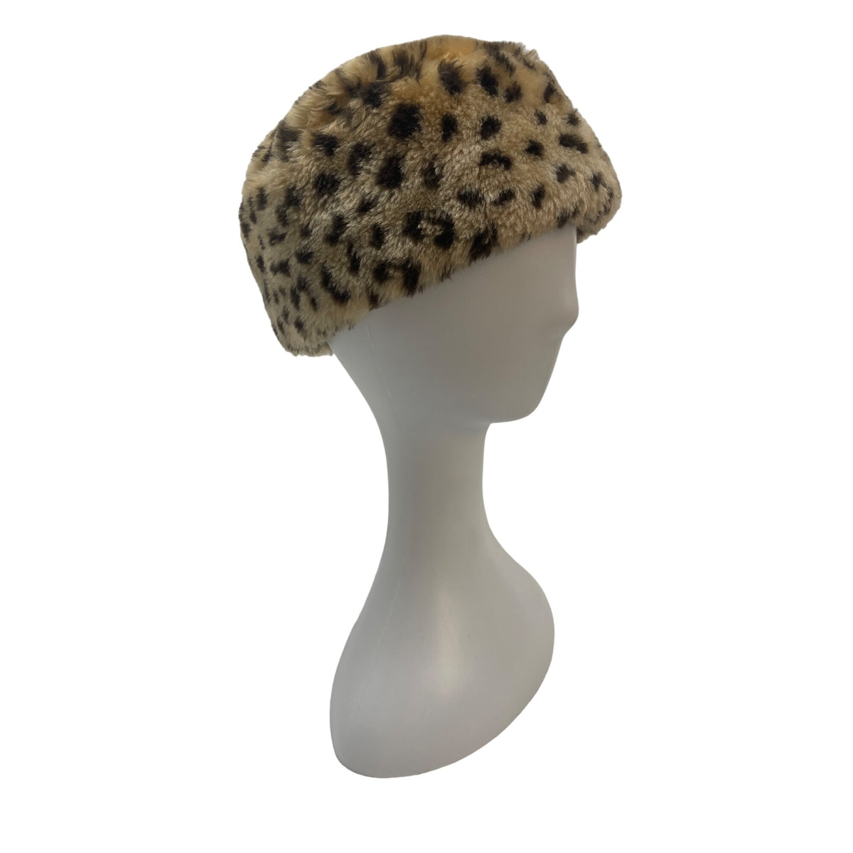 Everitt Faux Fur Leopard Print Pillbox Winter Hat - One Size