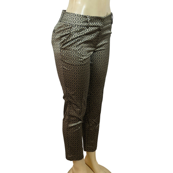 Ann Taylor Womens Geometric Patterned Slim-Fit Ankle Trousers Size 2