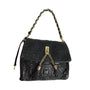 Paradox Women's Black Quilted Faux Leather With Gold Tone Accents Handbag Sz S