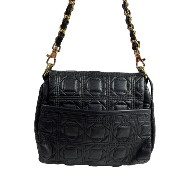 Paradox Women's Black Quilted Faux Leather With Gold Tone Accents Handbag Sz S