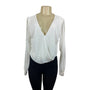 Arden B. Womens Long Sleeve V-Neck White Drape Top Sz S