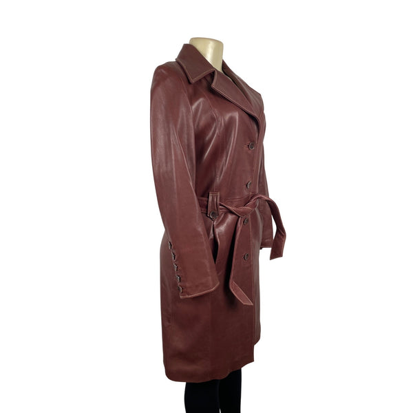 Willsons Leather Pelle Studio Women's Long Velvet Leather Trench Coat Size S