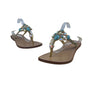 Mystique Gold & Turquoise Embellished  Bejeweled Thong Style Flat Sandals Size 9