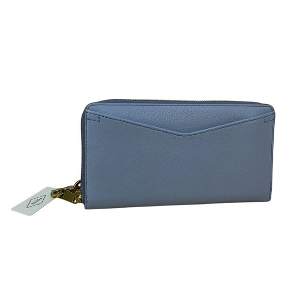 Fossil Women’s Horizon Blue Leather RFID Zip Wallet Wristlet Sz M-New