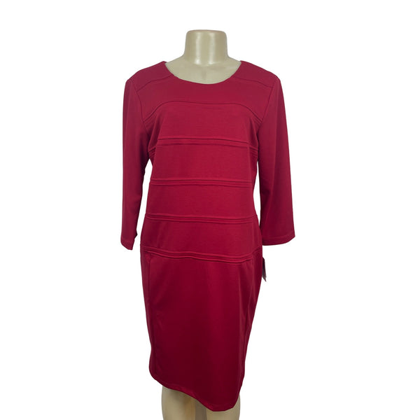 Taylor Womens 3/4 Sleeve Red Sheath Dress With Back Zipper Sz 12- NEW