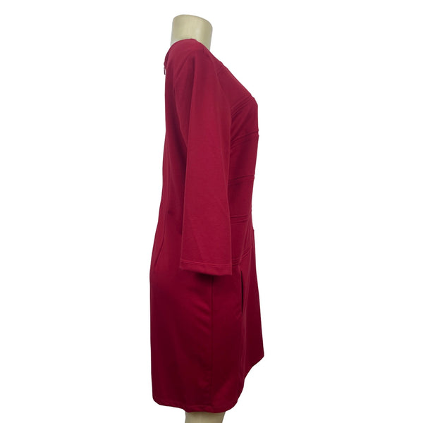 Taylor Womens 3/4 Sleeve Red Sheath Dress With Back Zipper Sz 12- NEW