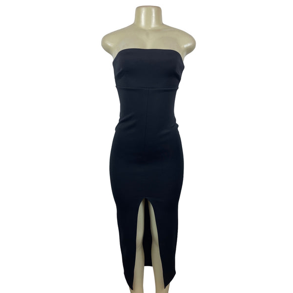 Asos Women's Black Strapless Dress with Front Slit Sz 2 - NWT