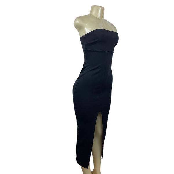 Asos Women's Black Strapless Dress with Front Slit Sz 2 - NWT