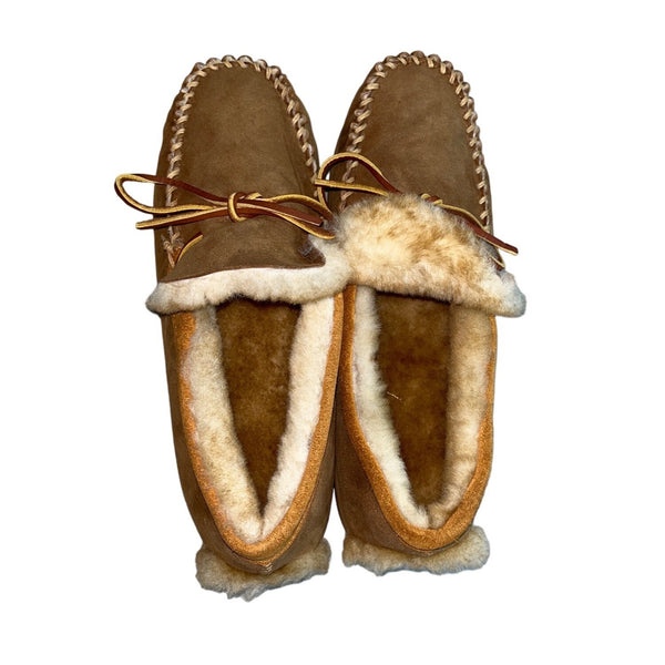 L.L Bean Men's Brown Leather &  Fur Moccasin Shoes Sz 10