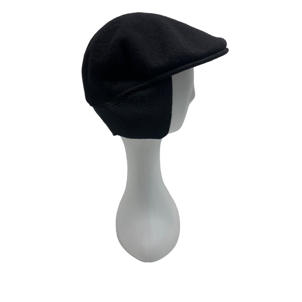 Kangol Mens Wool Earflap Flat Cap Hat Black