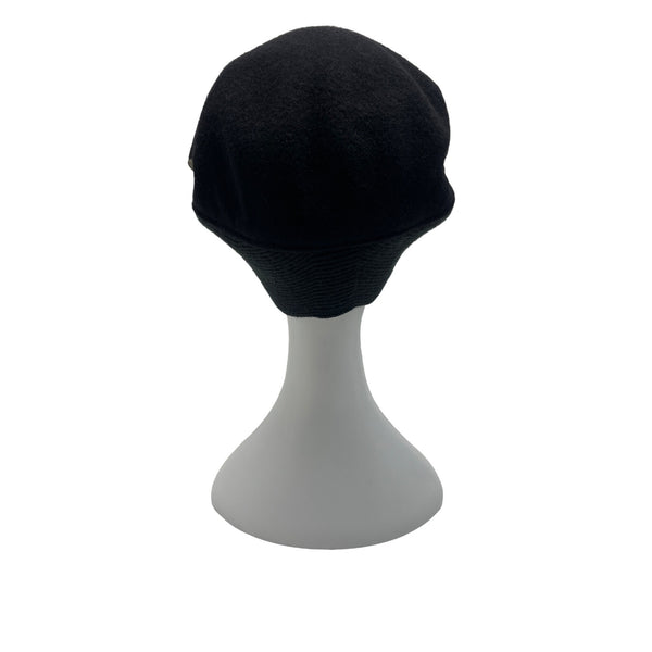 Kangol Mens Wool Earflap Flat Cap Hat Black