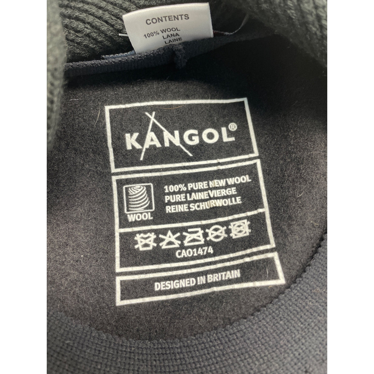 Kangol Mens Wool Earflap Flat Cap Hat Black