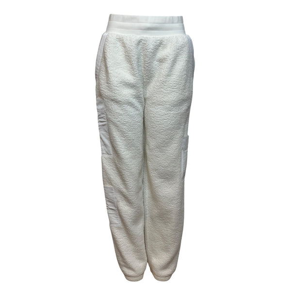 Alo Womens White Sherpa Teddy Lounging Joggers with Pockets Size S