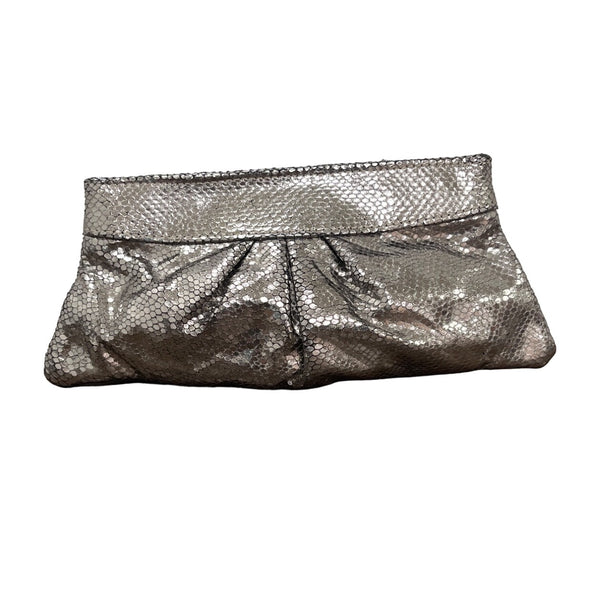 Lauren Merkin Women's Silver Embossed Evening Clutch Sz M