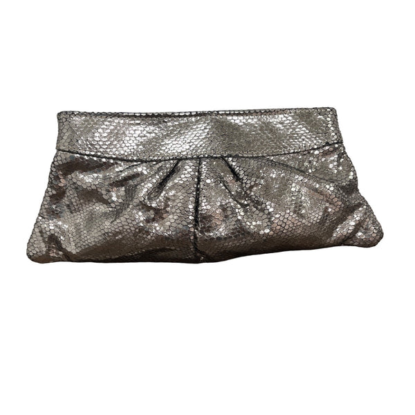 Lauren Merkin Women's Silver Embossed Evening Clutch Sz M