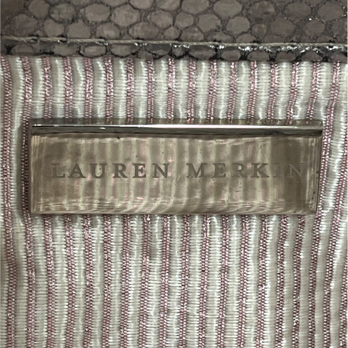 Lauren Merkin Women's Silver Embossed Evening Clutch Sz M