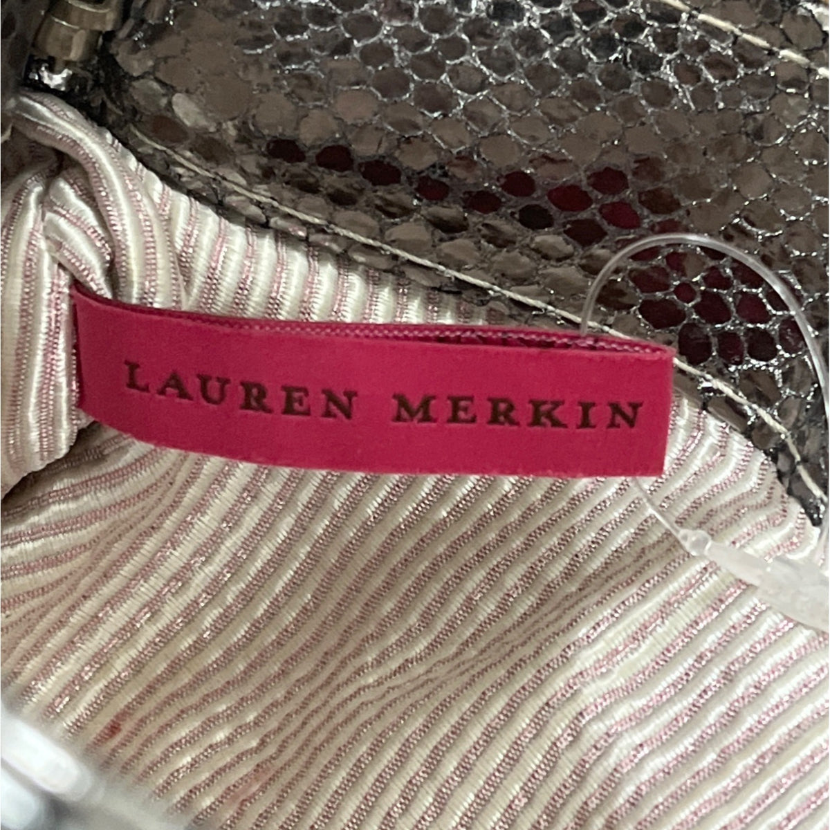 Lauren Merkin Women's Silver Embossed Evening Clutch Sz M